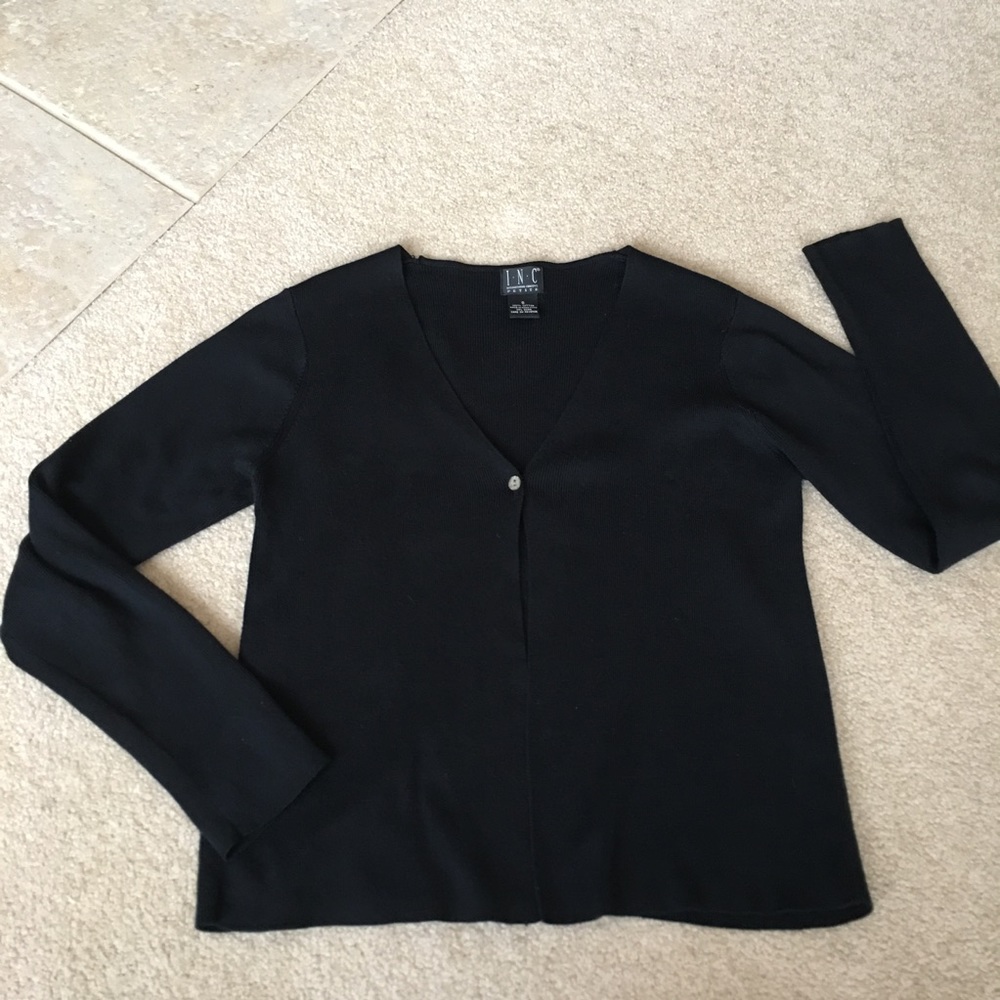 INC Black Cardigan Single Button Closure- PS